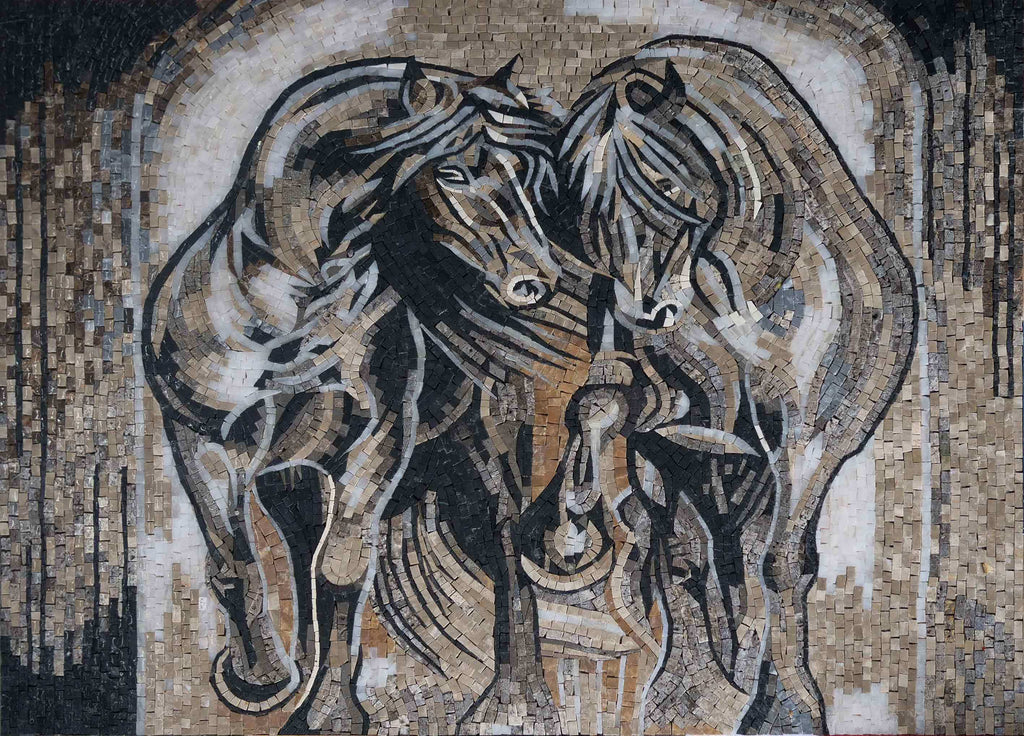 Art mosaïque - Course de chevaux