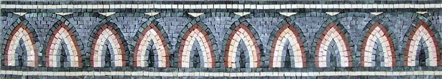 Azulejos de mosaico de borde con un patrón de arcos