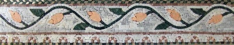 Borda de mosaico floral de tulipa de salmão