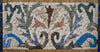 Arte de borda em mosaico de mármore de folhas