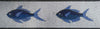 Patrón de borde de mosaico - pez azul