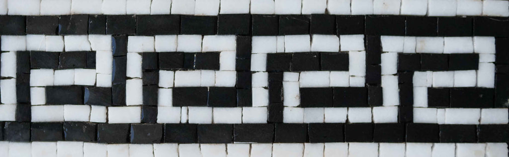 Lignes noires et blanches - Bordure en mosaïque