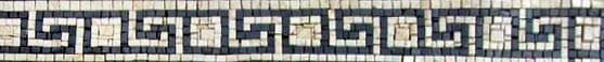 Borda de mosaico de teclas gregas preto e branco