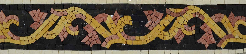 Borda de arte em mosaico de ramos dourados