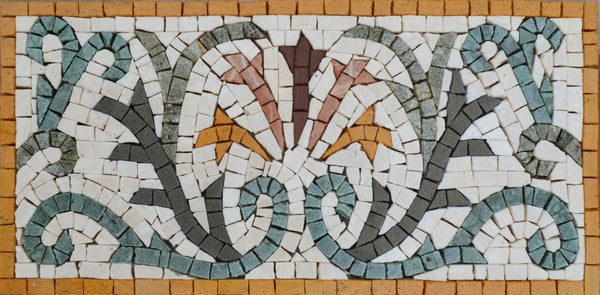 Geometric Vine Pattern - Unique Home Decor Mosaic Border Art - Mesh Backing