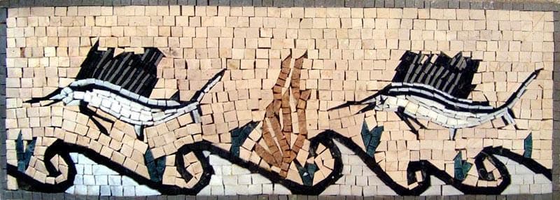 Bordo del mosaico del pavimento dell'oceano