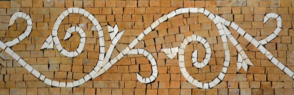 Borde de mosaico floral de ámbar marfil | Fronteras | Mozaico