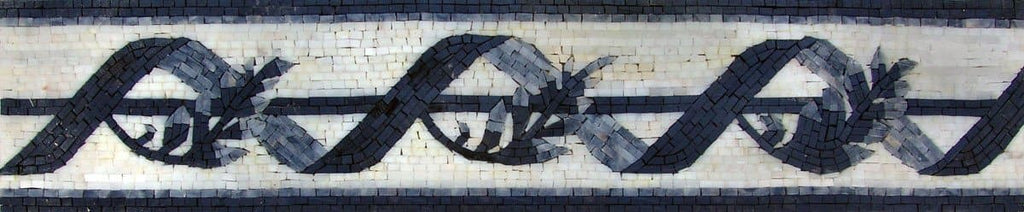Arte de mosaico de borde de hojas en espiral