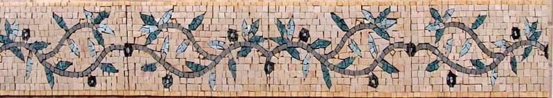 Arte em mosaico de borda de galhos de oliveira