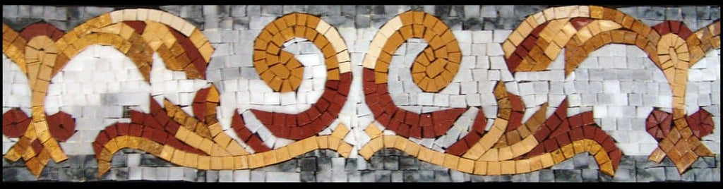 Borda em mosaico com padrão de damasco