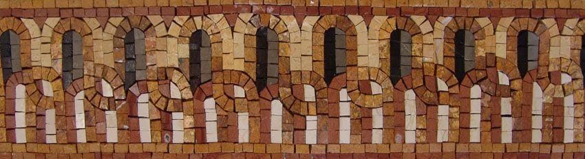 Arte de mosaico de borde de arcos y remolinos