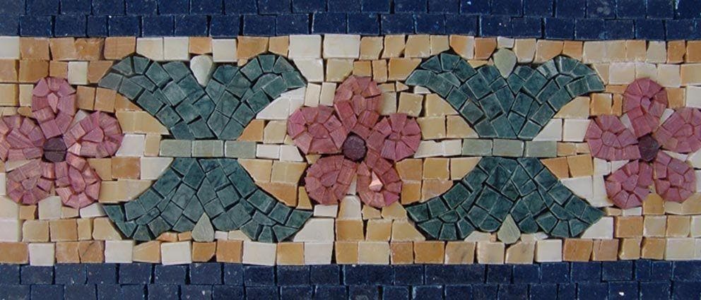 Patrón floral de Rorschach - Borde de mosaico