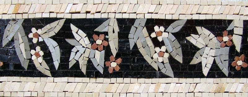Arte de borda de mosaico de flor de margaridas