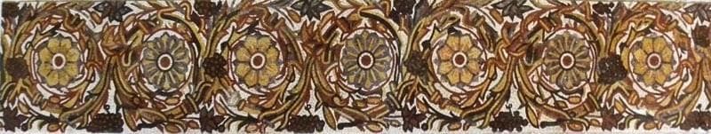 Arte em mosaico floral com borda de uvas