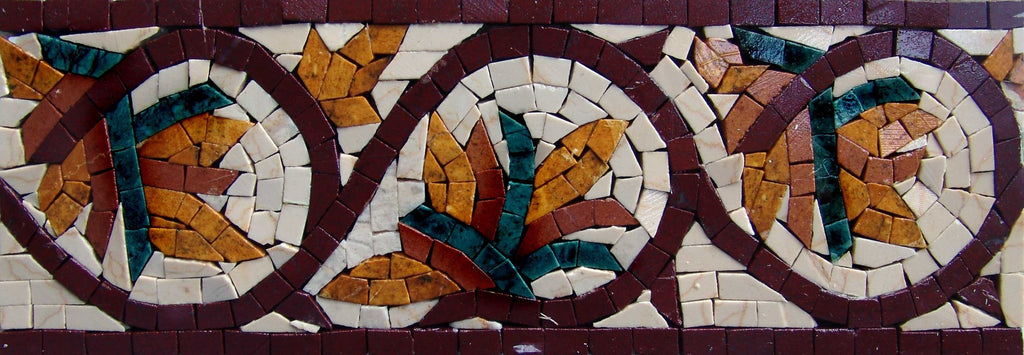 Hojas caídas - Borde de arte mosaico floral
