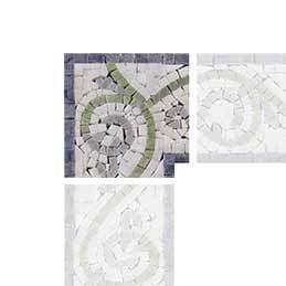 Opera d'arte a mosaico ad angolo con spirali classiche