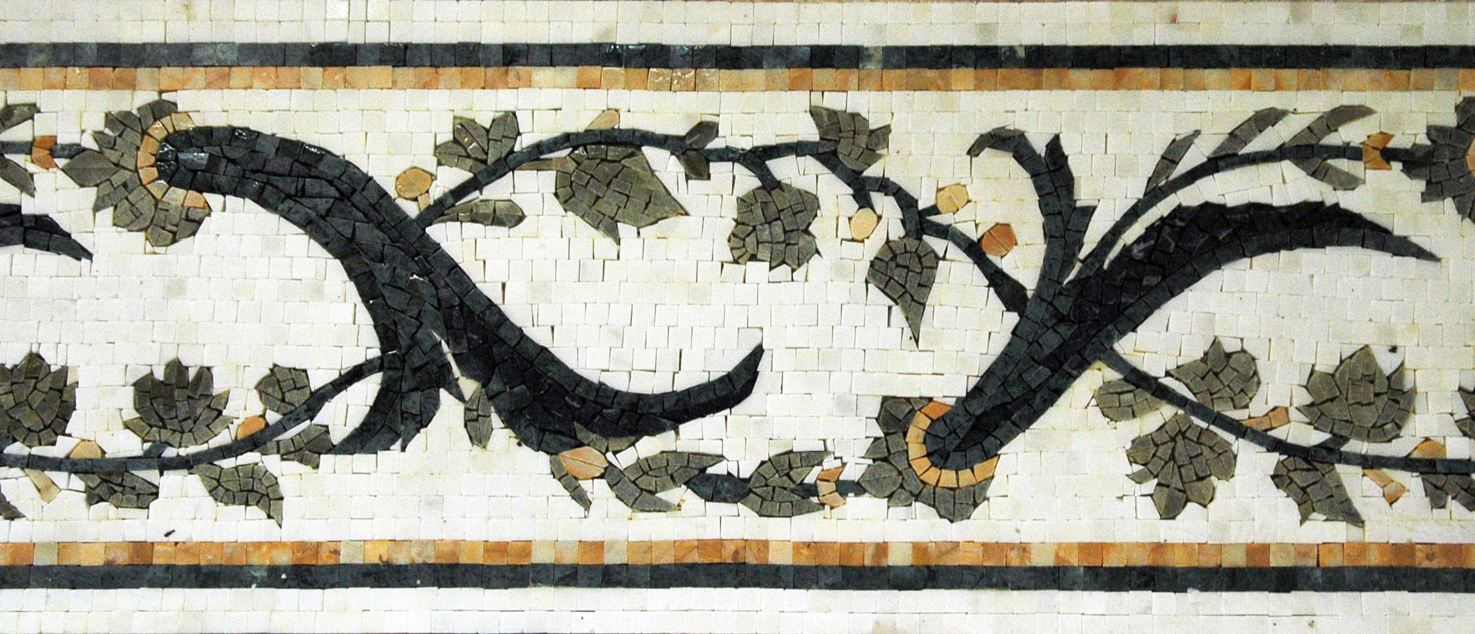 Italian Floral Branch - Mosaic Border | Borders | Mozaico