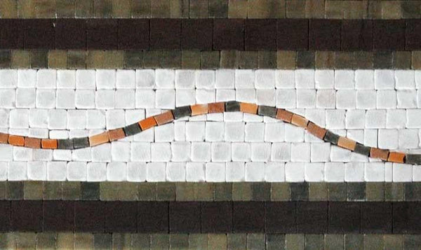 Abstract Winding River - Marble Mosaic Curved Rainbow Border - Mesh Backing