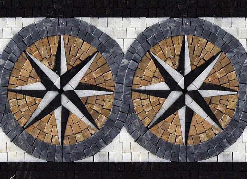 Arte del mosaico de la frontera de la brújula