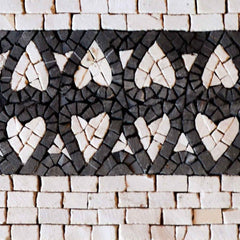 Elegant Heart Pattern - Marble Mosaic Tile Borders Romanesque Border Artwork - Mesh Backing
