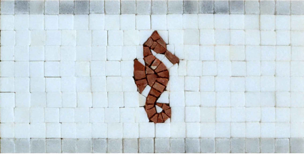 borde de mosaico náutico caballito de mar