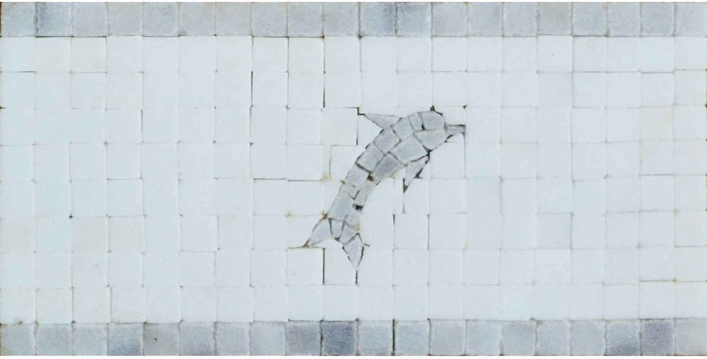Borde de mosaico náutico de delfines