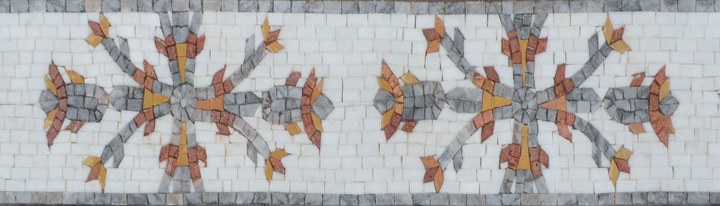 Borde de mosaico floral gris Hadi