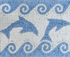 Opera d'arte a mosaico con bordo Daze dei delfini