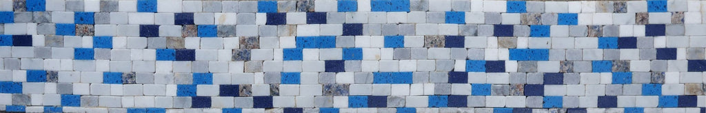 Blue Elegance Border Flower Mosaic Art