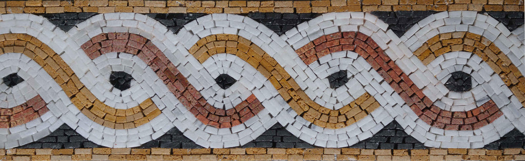 Bronze Spirals Border Mosaic Artwork