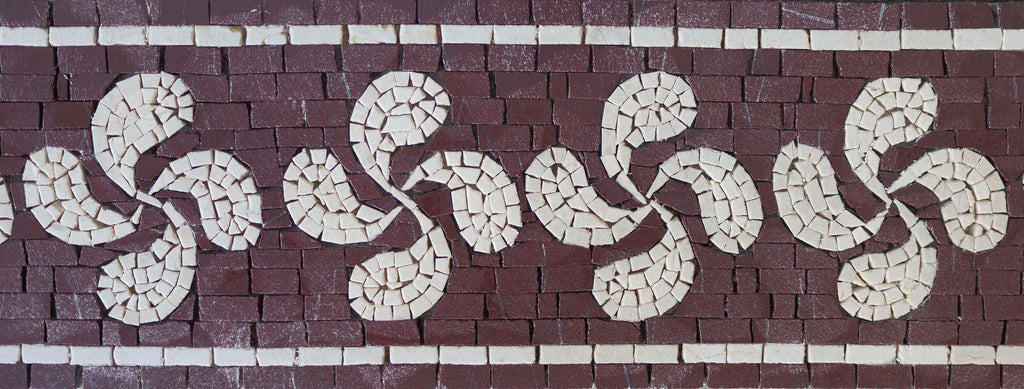 Bordo di arte del mosaico del fiore di Swirly