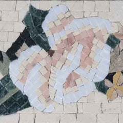 Rose Floral Border - Marble Mosaic Shower Tile - Mesh Backing