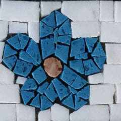 Ornate Bloom Pattern - Landscape Mosaic Flower Strip Luxury Handcrafted Natural Stone Accent - Mesh Backing
