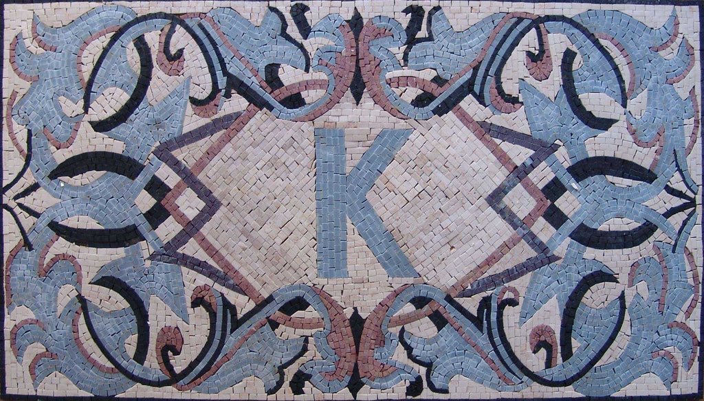 Mosaico de mármore personalizado com letra K
