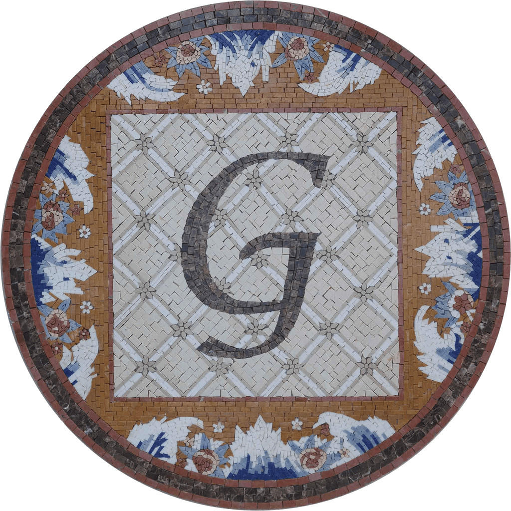 Inicial de mosaico G - Medallón de mosaico