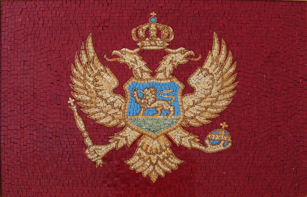 Arte em mosaico da bandeira de Montenegro
