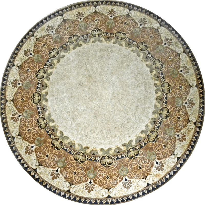 Medaglione a mosaico - Ripiano del tavolo scanalato