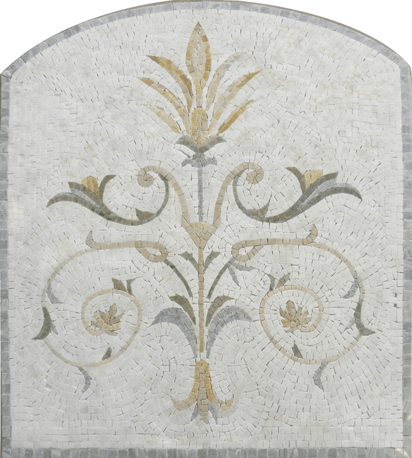 Floral Elegance Marble Mosaic Wall Art | Handcrafted Stone Decor - Mesh Backing