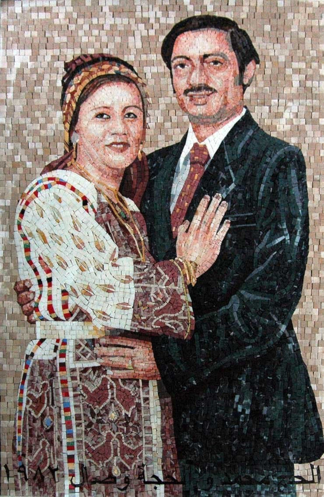 Mari et femme mosaïque de portrait sur mesure