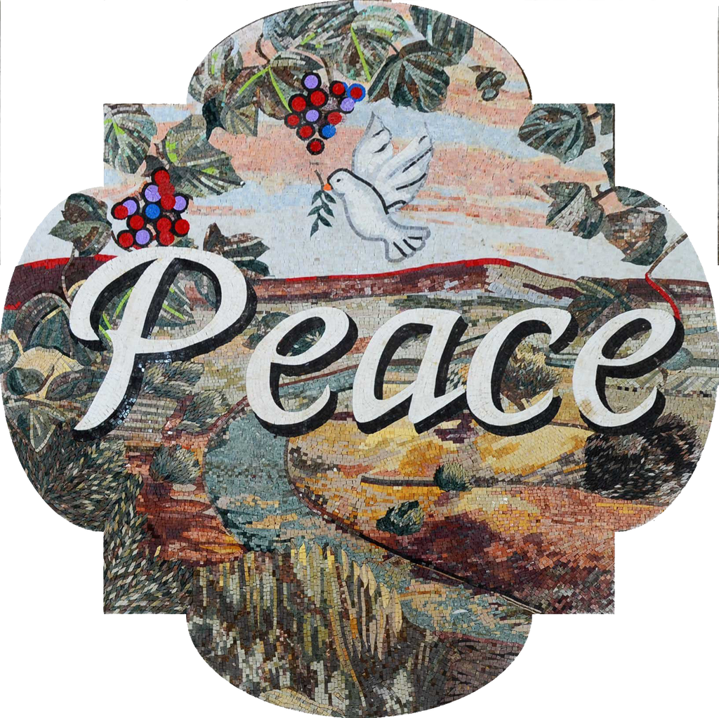 Paz" Mosaico de pedra de mármore personalizado"