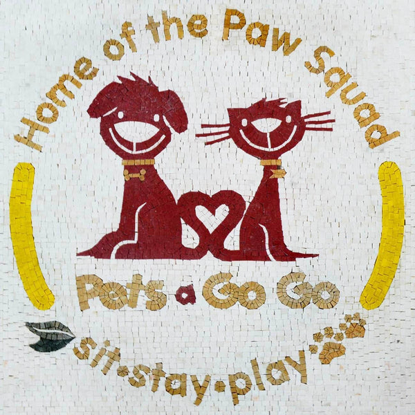 Home The Paw Squad - Marble Mosaic Pet Shop Logo Custom - Mesh Backing