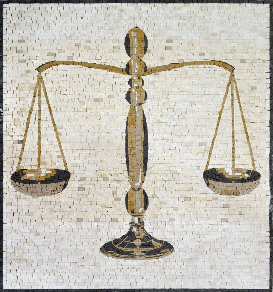 Mosaico personalizzato dell'equilibrio della giustizia