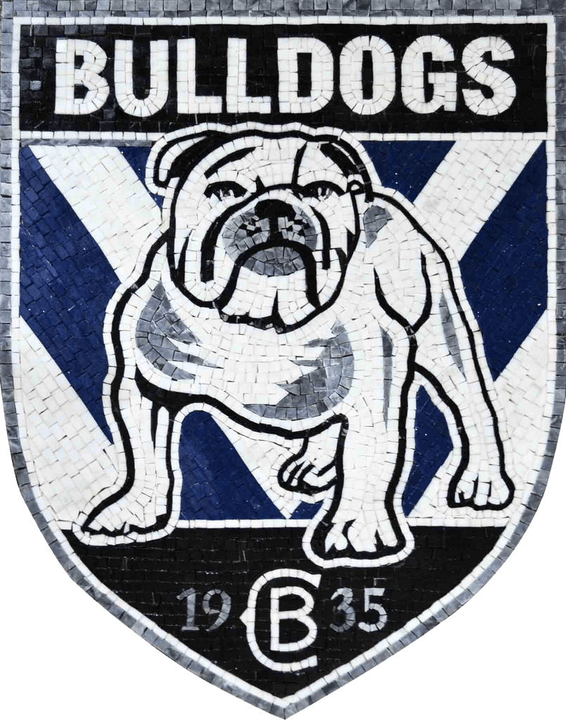 Mosaico de mármore Bulldogs com logotipo personalizado
