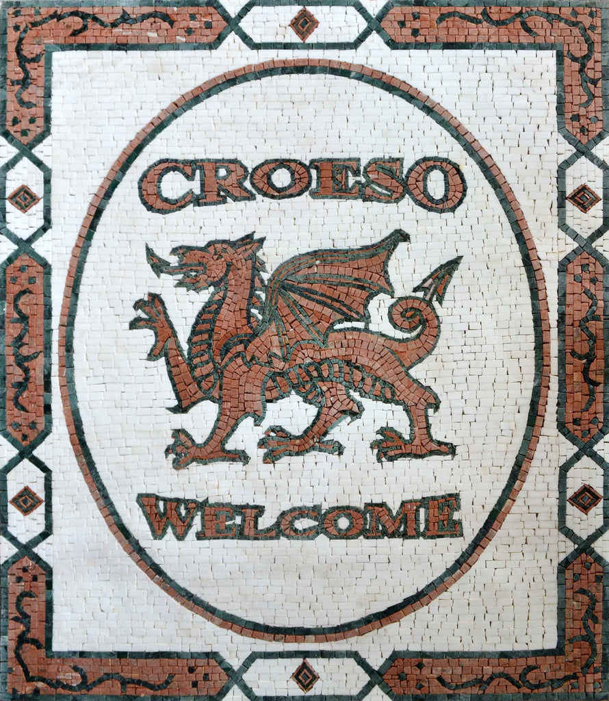 Tapete de porta em mosaico galês