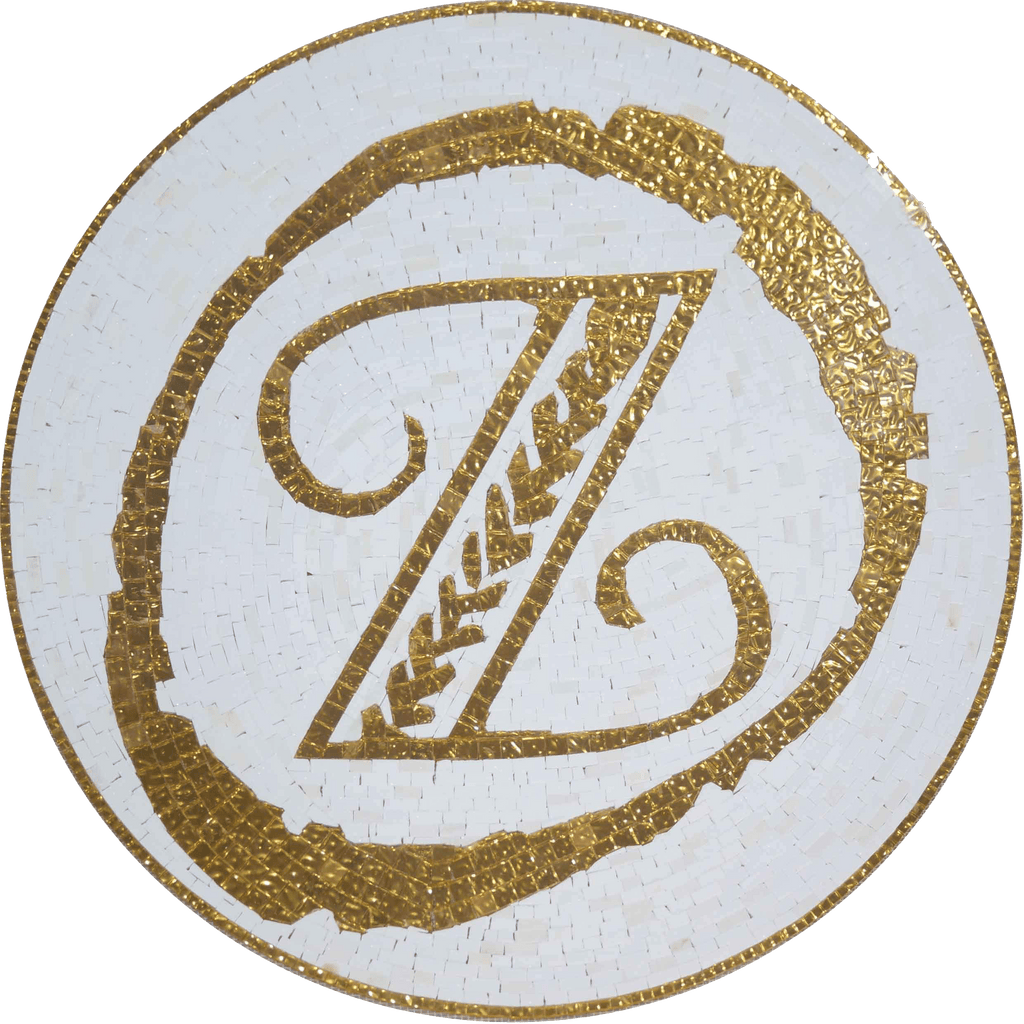 Médaillon de mosaïque de lettre d'or personnalisé