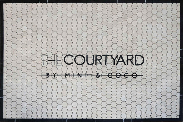 The Courtyard Text - Byzantine Mosaic Custom Stone Art - Mesh Backing