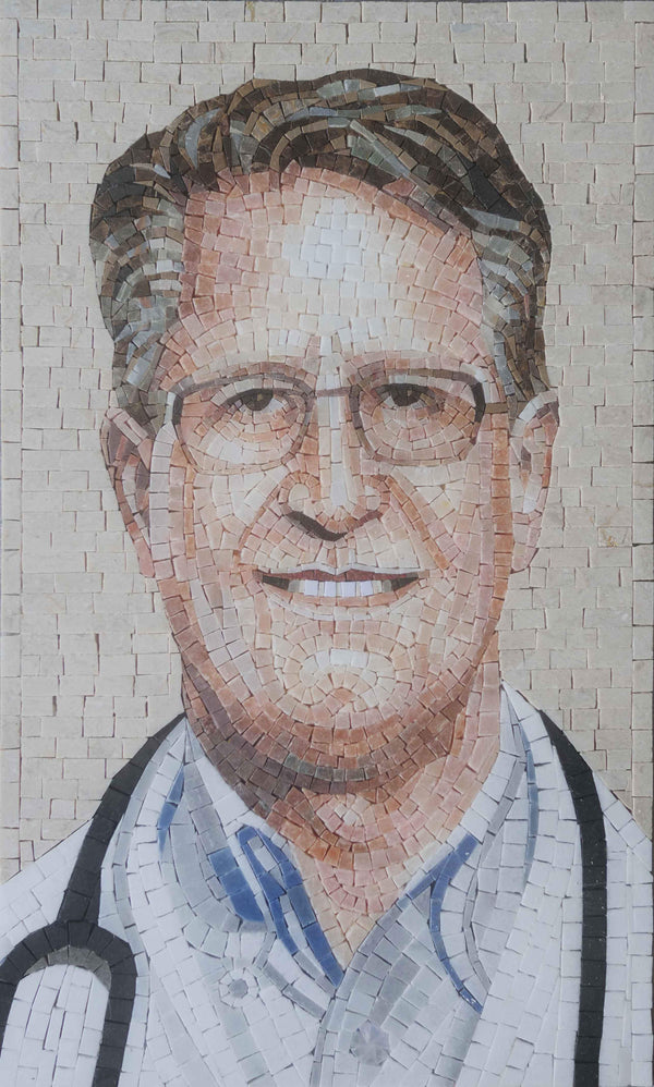 Custom Portrait Mosaic - Doctor Likeness - Marble Mesh Backing