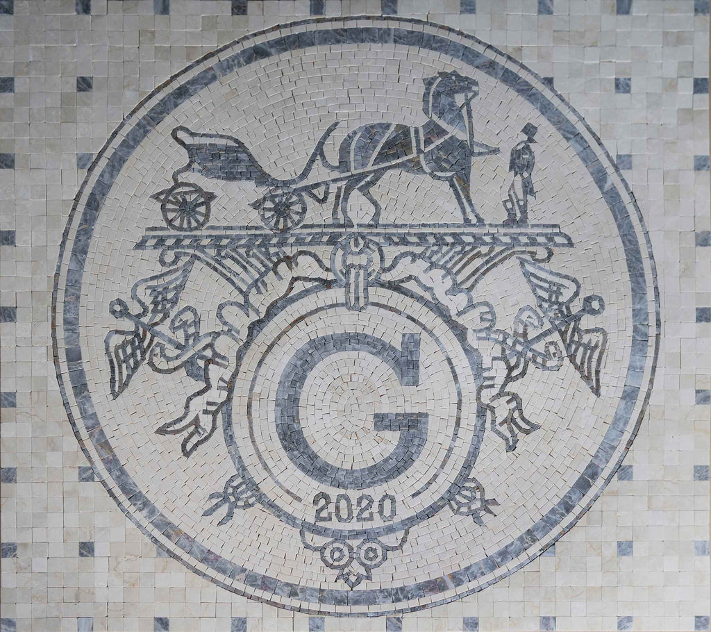 Logotipo em mosaico personalizado inspirado em Hermes