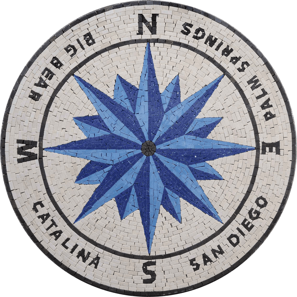 Catalina - Coral Compass Mosaic Medallion