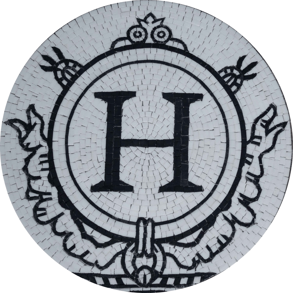 Inicial Mosaico H - Medalhão Mosaico Personalizado